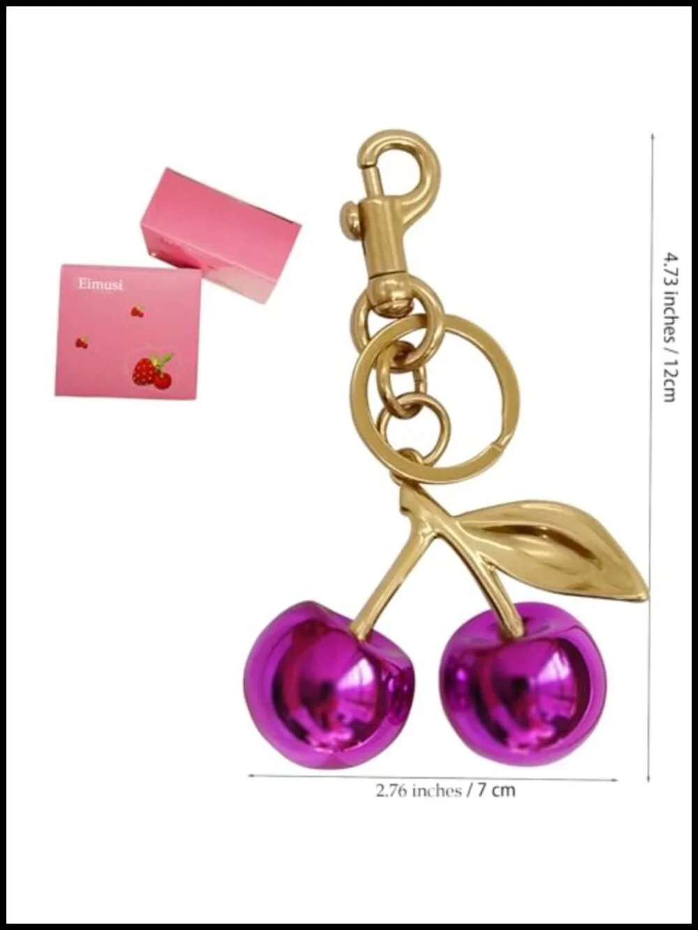 Cherry Charm Keychain for Purses and Bags, Cute Keychain Accessory for Women,